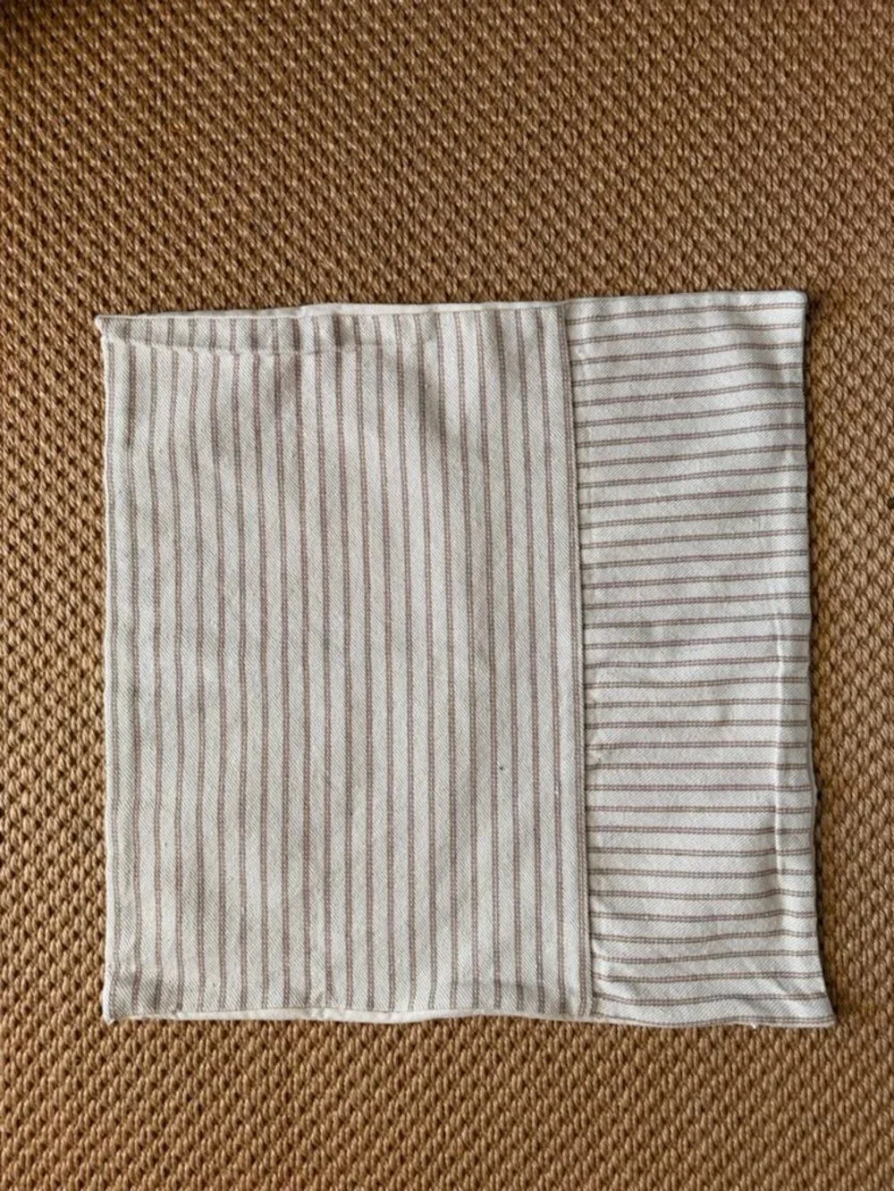 Beige Brown Striped Throw Pillow Cover 20x20 Farmhouse Hidden Zipper